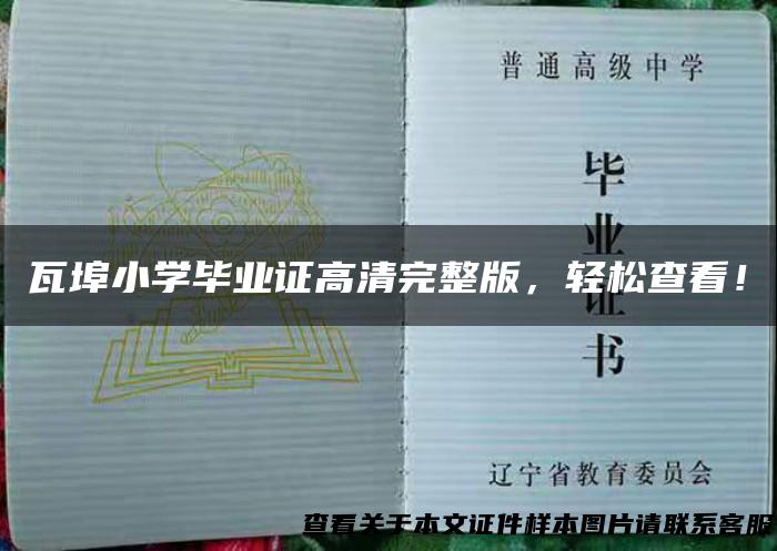 瓦埠小学毕业证高清完整版，轻松查看！