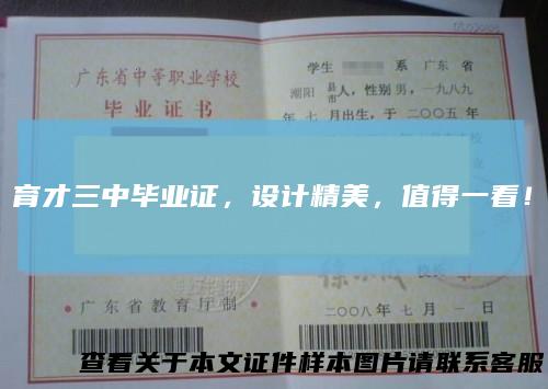 育才三中毕业证，设计精美，值得一看！