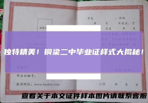 独特精美！铜梁二中毕业证样式大揭秘！