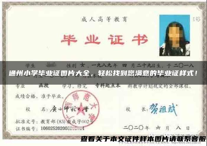 通州小学毕业证图片大全，轻松找到您满意的毕业证样式！