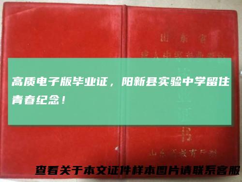 高质电子版毕业证，阳新县实验中学留住青春纪念！