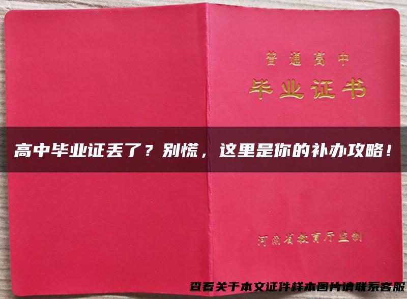 高中毕业证丢了？别慌，这里是你的补办攻略！