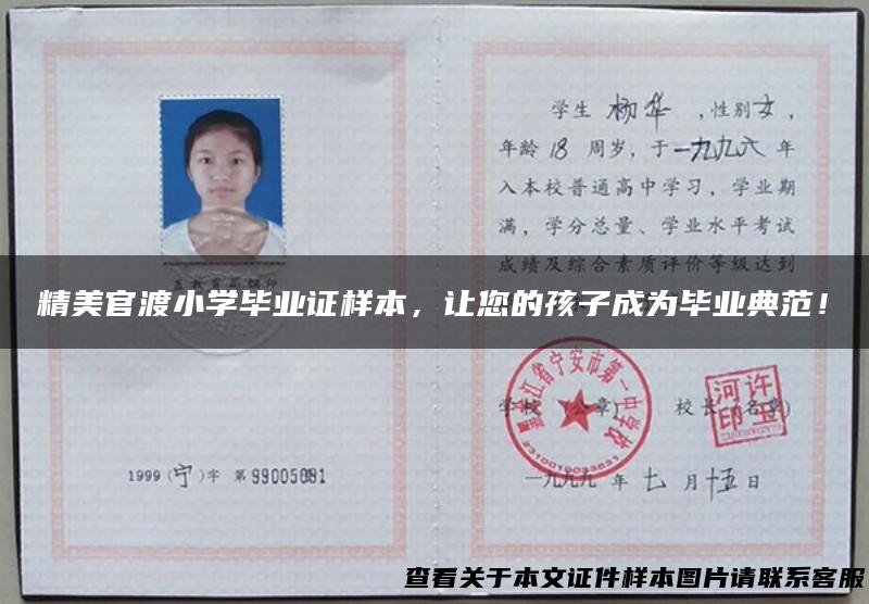 精美官渡小学毕业证样本，让您的孩子成为毕业典范！