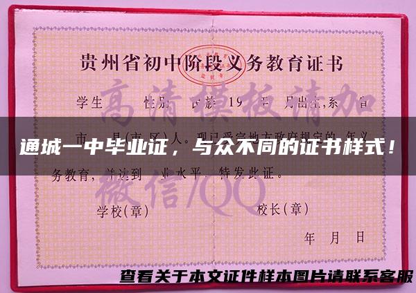 通城一中毕业证，与众不同的证书样式！