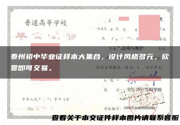 泰州初中毕业证样本大集合，设计风格多元，欣赏即可交易。