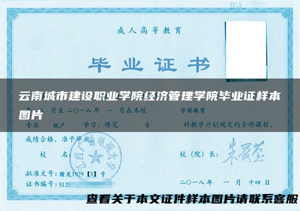 云南城市建设职业学院经济管理学院毕业证样本图片