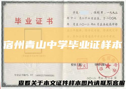 宿州青山中学毕业证样本