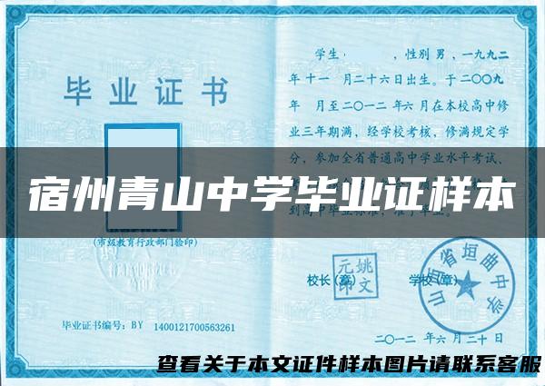 宿州青山中学毕业证样本