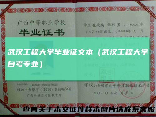 武汉工程大学毕业证文本（武汉工程大学自考专业）