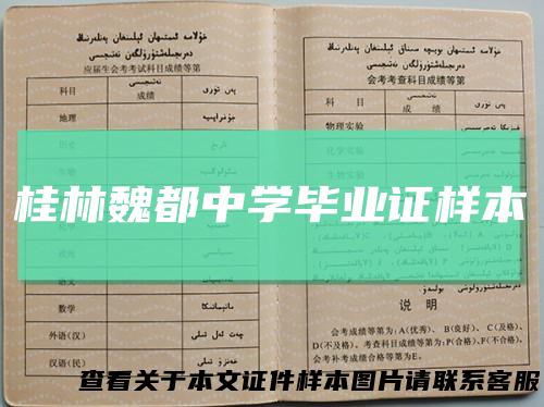 桂林魏都中学毕业证样本