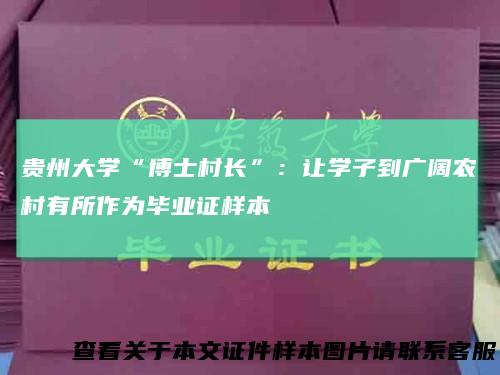贵州大学“博士村长”：让学子到广阔农村有所作为毕业证样本