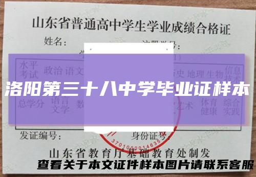 洛阳第三十八中学毕业证样本