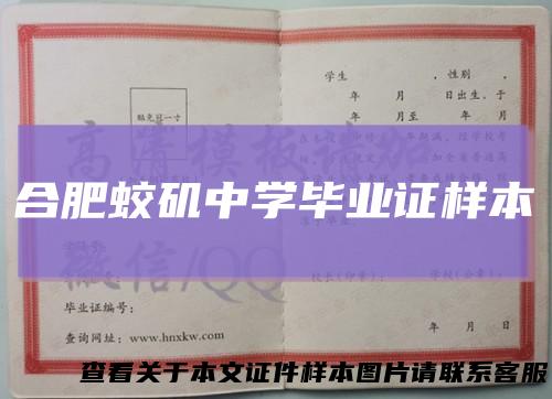 合肥蛟矶中学毕业证样本