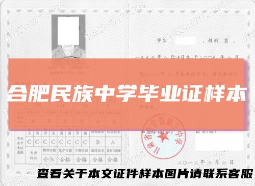 合肥民族中学毕业证样本
