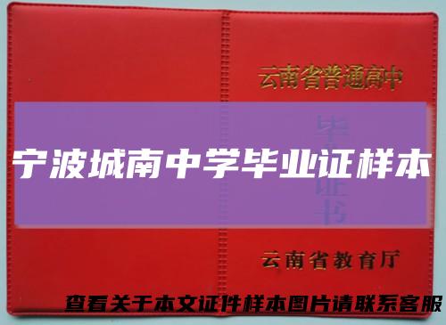 宁波城南中学毕业证样本