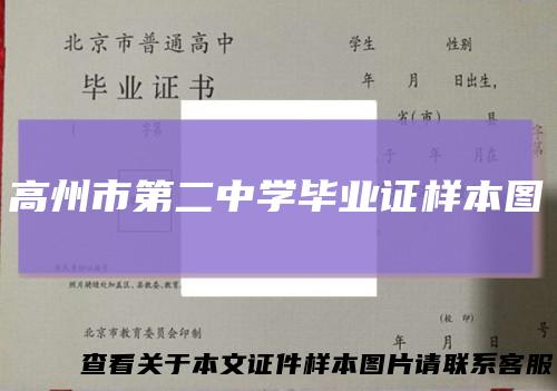 高州市第二中学毕业证样本图