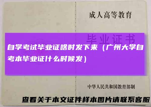 自学考试毕业证啥时发下来（广州大学自考本毕业证什么时候发）