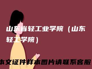 山东省轻工业学院（山东轻工学院）