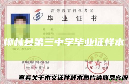 柳林县第三中学毕业证样本