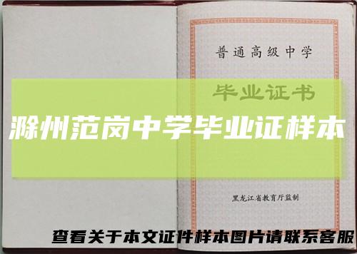 滁州范岗中学毕业证样本