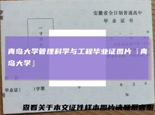 青岛大学管理科学与工程毕业证图片『青岛大学』