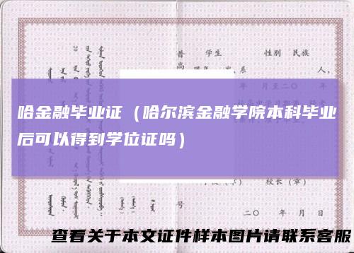 哈金融毕业证（哈尔滨金融学院本科毕业后可以得到学位证吗）
