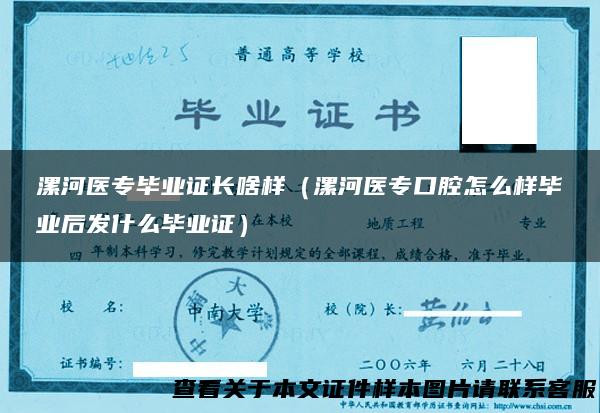 漯河医专毕业证长啥样（漯河医专口腔怎么样毕业后发什么毕业证）