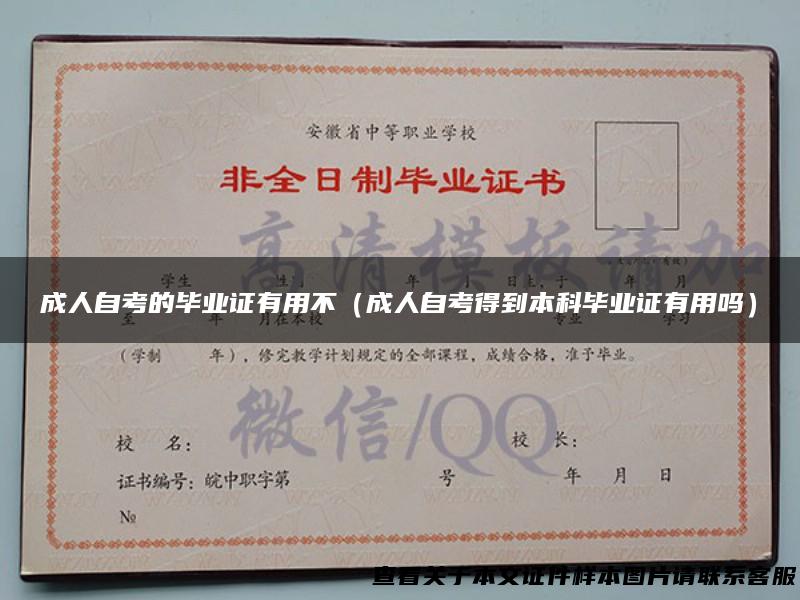 成人自考的毕业证有用不（成人自考得到本科毕业证有用吗）