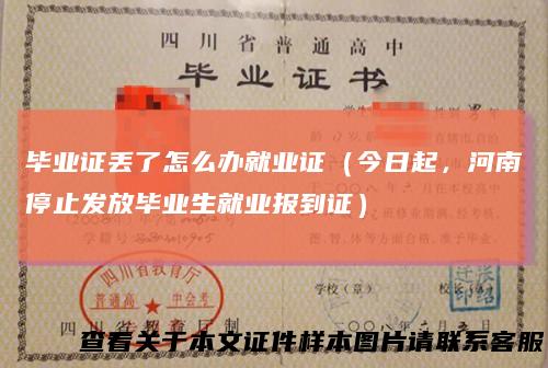 毕业证丢了怎么办就业证（今日起，河南停止发放毕业生就业报到证）