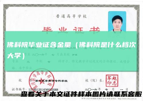 佛科院毕业证含金量(佛科院是什么档次大学)