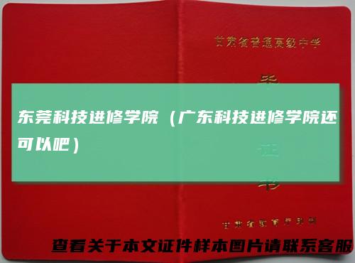 东莞科技进修学院(广东科技进修学院还可以吧)