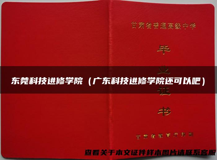东莞科技进修学院（广东科技进修学院还可以吧）