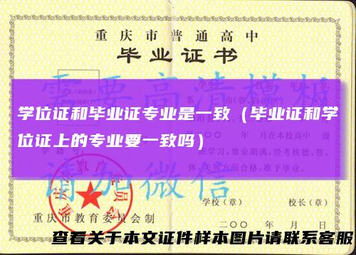 学位证和毕业证专业是一致（毕业证和学位证上的专业要一致吗）