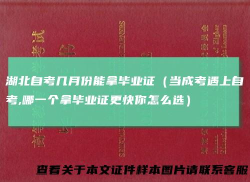 湖北自考几月份能拿毕业证（当成考遇上自考,哪一个拿毕业证更快你怎么选）