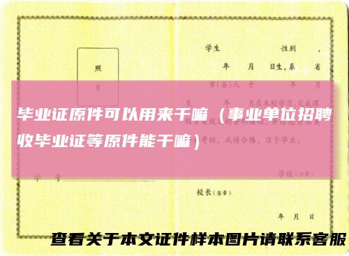 毕业证原件可以用来干嘛（事业单位招聘收毕业证等原件能干嘛）