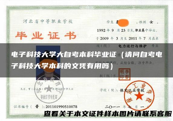 电子科技大学大自考本科毕业证（请问自考电子科技大学本科的文凭有用吗）