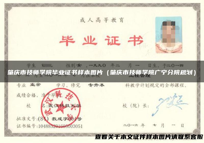 肇庆市技师学院毕业证书样本图片（肇庆市技师学院广宁分院规划）