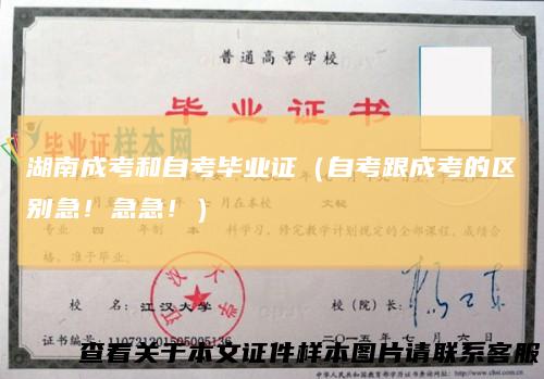 湖南成考和自考毕业证（自考跟成考的区别急！急急！）