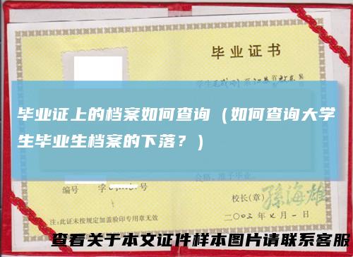 毕业证上的档案如何查询(如何查询大学生毕业生档案的下落?)