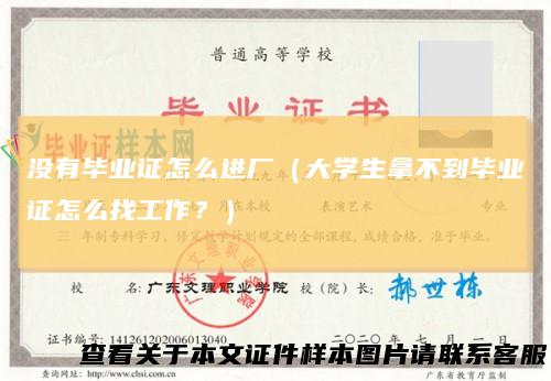 没有毕业证怎么进厂（大学生拿不到毕业证怎么找工作？）
