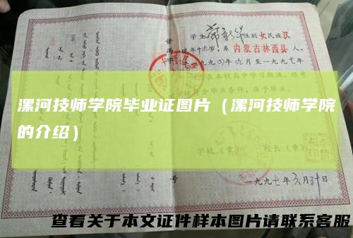 漯河技师学院毕业证图片（漯河技师学院的介绍）