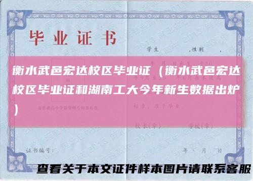 衡水武邑宏达校区毕业证（衡水武邑宏达校区毕业证和湖南工大今年新生数据出炉）