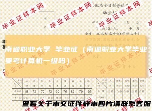 南通职业大学 毕业证（南通职业大学毕业要考计算机一级吗）