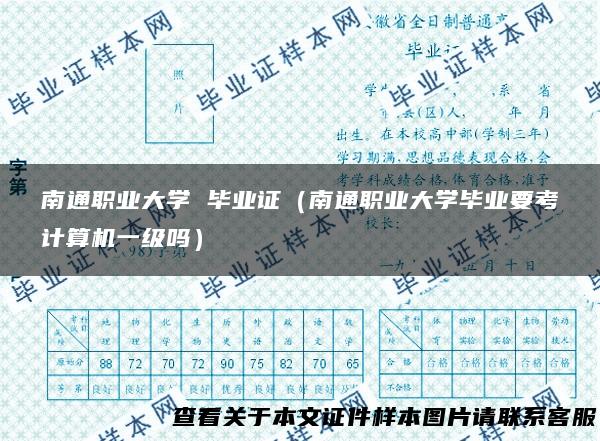 南通职业大学 毕业证（南通职业大学毕业要考计算机一级吗）