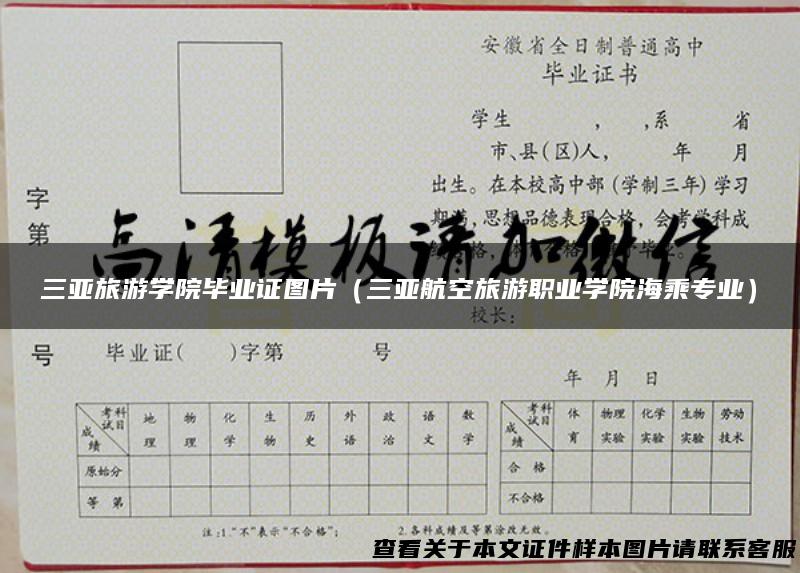 三亚旅游学院毕业证图片（三亚航空旅游职业学院海乘专业）