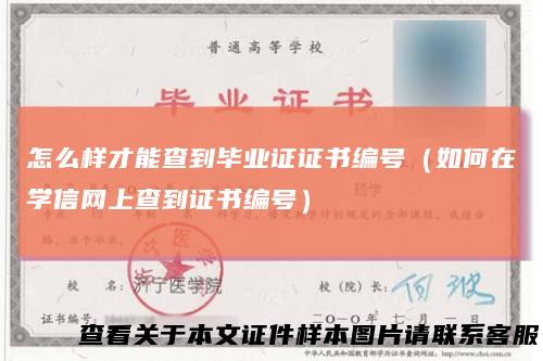 怎么样才能查到毕业证证书编号（如何在学信网上查到证书编号）