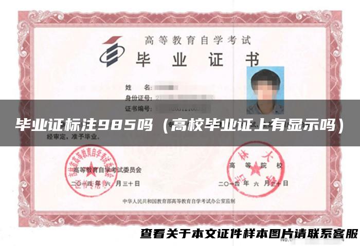 毕业证标注985吗（高校毕业证上有显示吗）