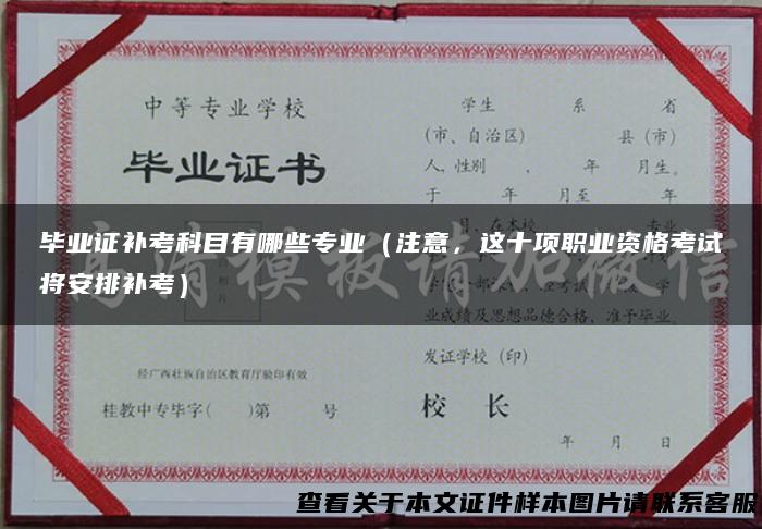 毕业证补考科目有哪些专业（注意，这十项职业资格考试将安排补考）