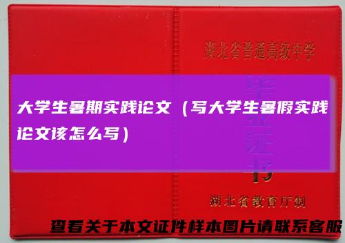 大学生暑期实践论文(写大学生暑假实践论文该怎么写)