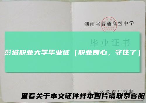 彭城职业大学毕业证（职业良心，守住了）